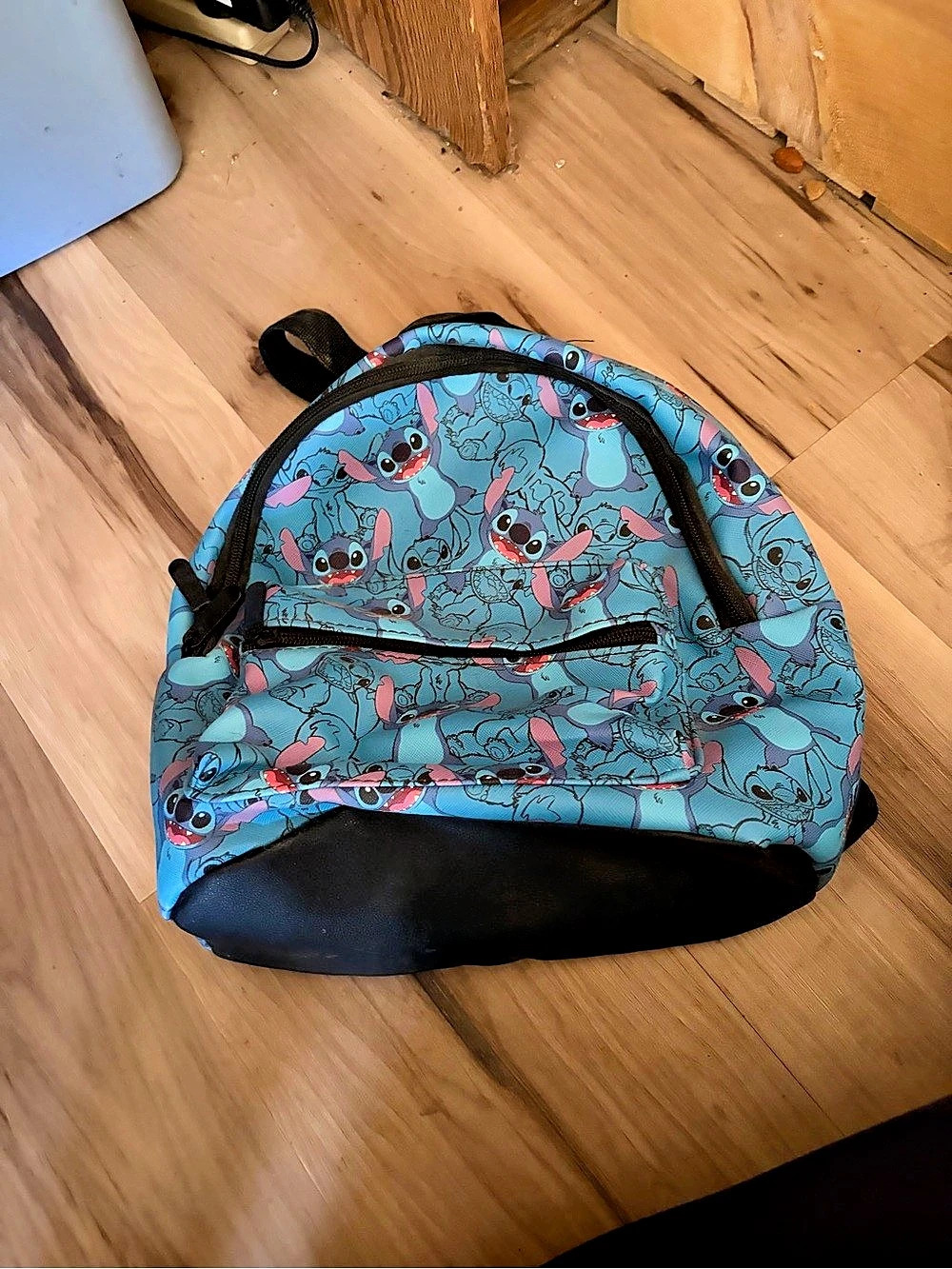 Blue & Black Printed Backpack
